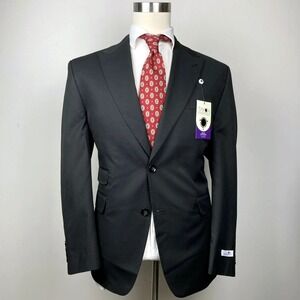 Tayion Mens Classic fit Suit Jacket Blazer 42R Black Solid F03448